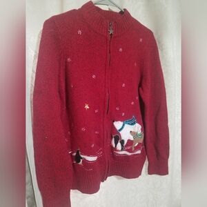Women's Red Sweater with Embroidered Design